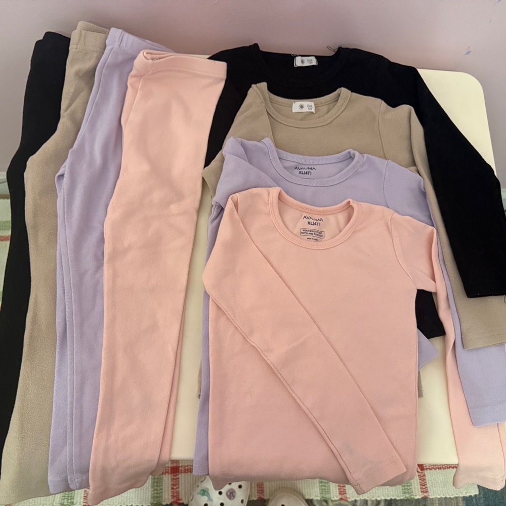 Kids Long Sleeve Tees - Soft Pink, Black, Beige, Lavender